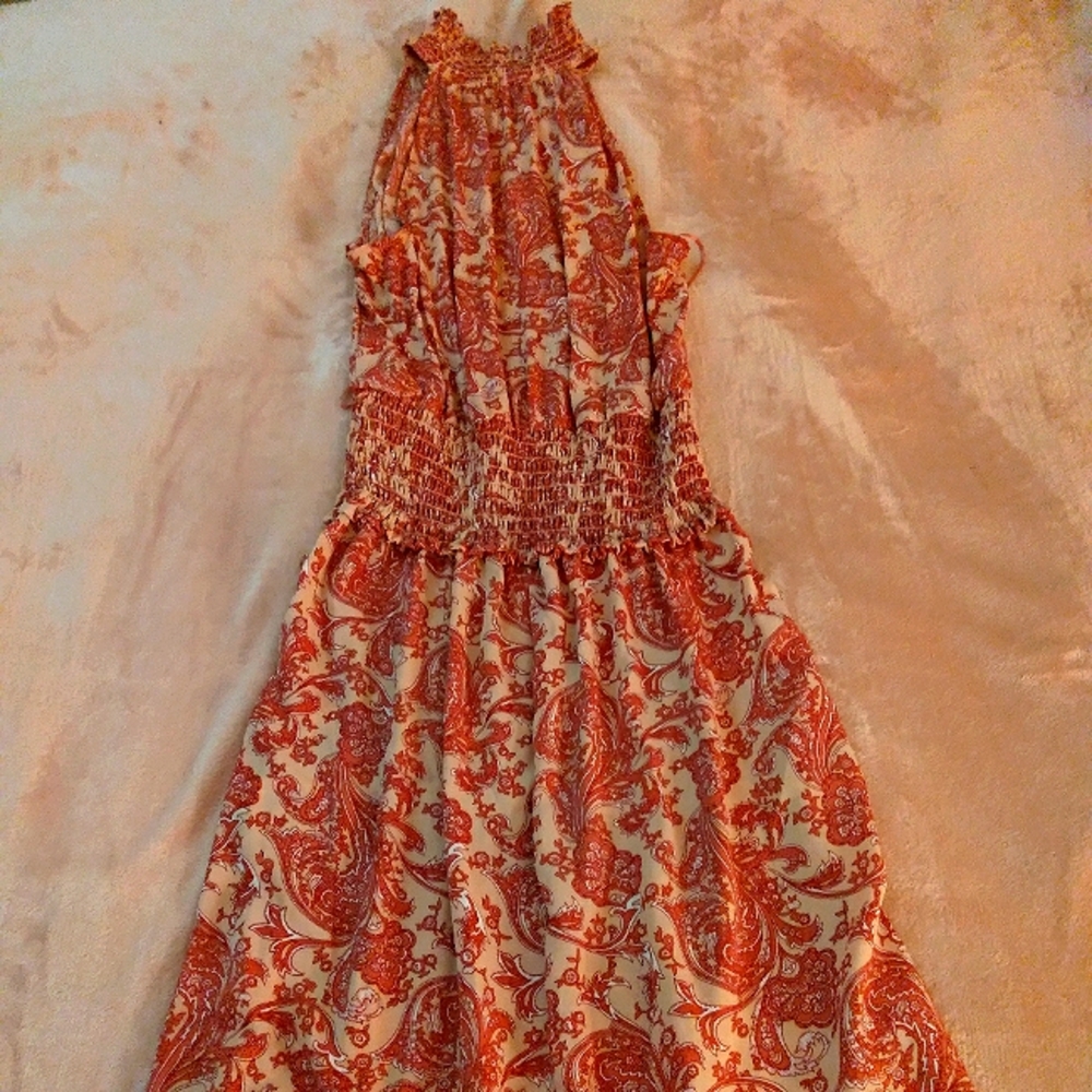 Express Size XXS Printed Paisley Midi Halter Dress